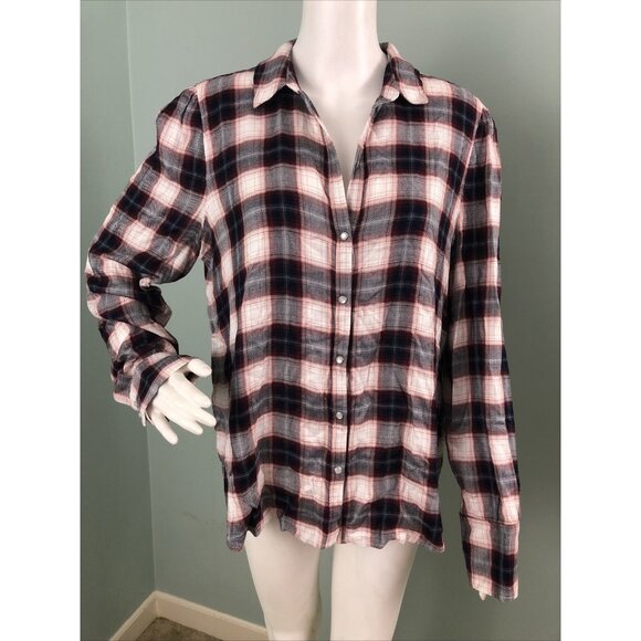 NWT Women's Paige L/S Enid Plaid Snap-Front Shirt Sz Large - Picture 4 of 12